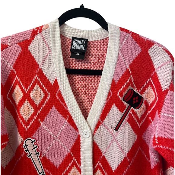DC Comics Harley Quinn Diamond Cardigan Size XS - Picture 3 of 11